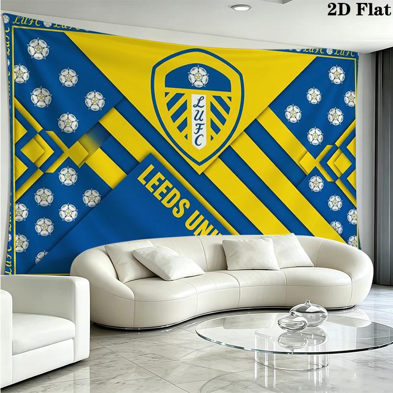 Leeds United Logo Wall Tapestry Aesthetic Wall Hanging Printed Fabric Blanket Decorative Tapestries for Bedroom Living Room Home Decor