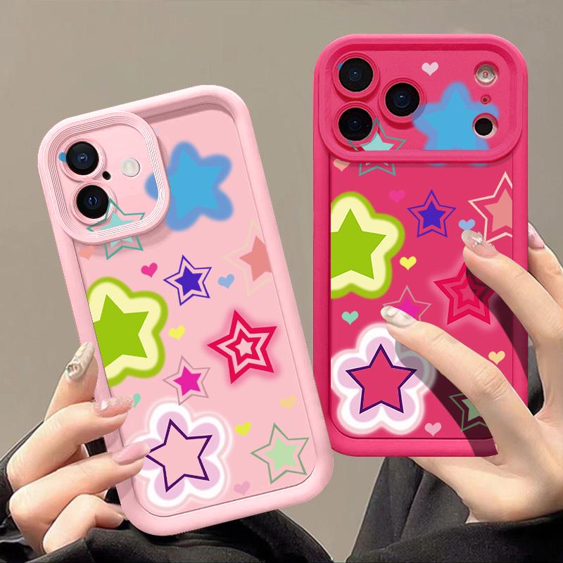 Shockproof Phone Case For iPhone 17 Pro Max Blended Colorful Stars Pattern Silicone Cover For iPhone 16 Pro Max Cover iPhone 15 14 13 12 11 16E