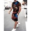 Summer Men's Lion Printed Pattern Short Sleeve Round Neck Breathable T Shirt Shorts Suit New Men's Temperament Streetwear Suit