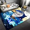 Blue Cartoon Shark Surfing Theme Carpet with Ocean Wave Design Suitable for use as an anti-slip for living room bedroom sofas