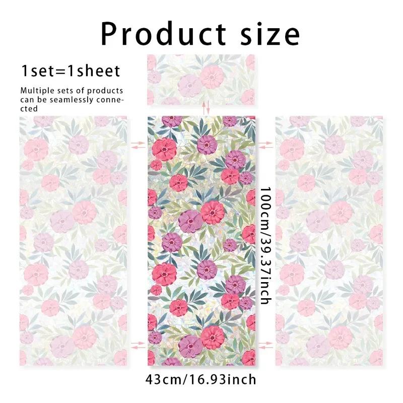 Double-sided Rainbow Design Static Window Privacy Film Colorful Stained Glass Window Film for Privacy Sun Blocking for Windows