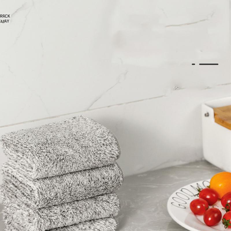 Trendy Unisex Cleaning Products Degreasing Rag Japanese Bamboo Charcoal Microfiber Thickened Kitchen Supplies Absorbent Dish Towel