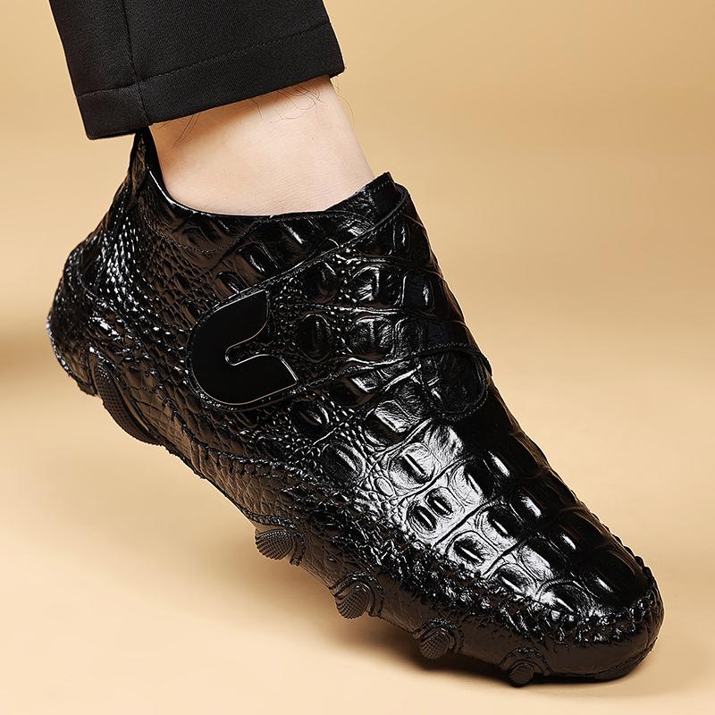 Crocodile Patterned Leather Men Casual Ankle Shoes Luxurious Brand Business Comfort Real Leather Boots High-quality Boot