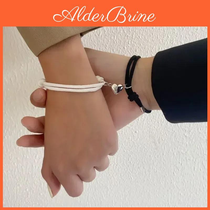 Couple Bracelets Adjustable 2pcsset Hand Rope Magnetic Buckle Bracelet Fashion Elegant Gifts For Lovers