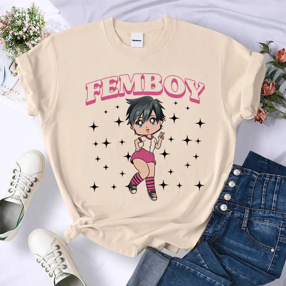 Femboy shirt Women Psychedelic Breathable Retro Grunge Pastel Women top tees Y2k Pop Culture Retro Punk Colorful aesthetic