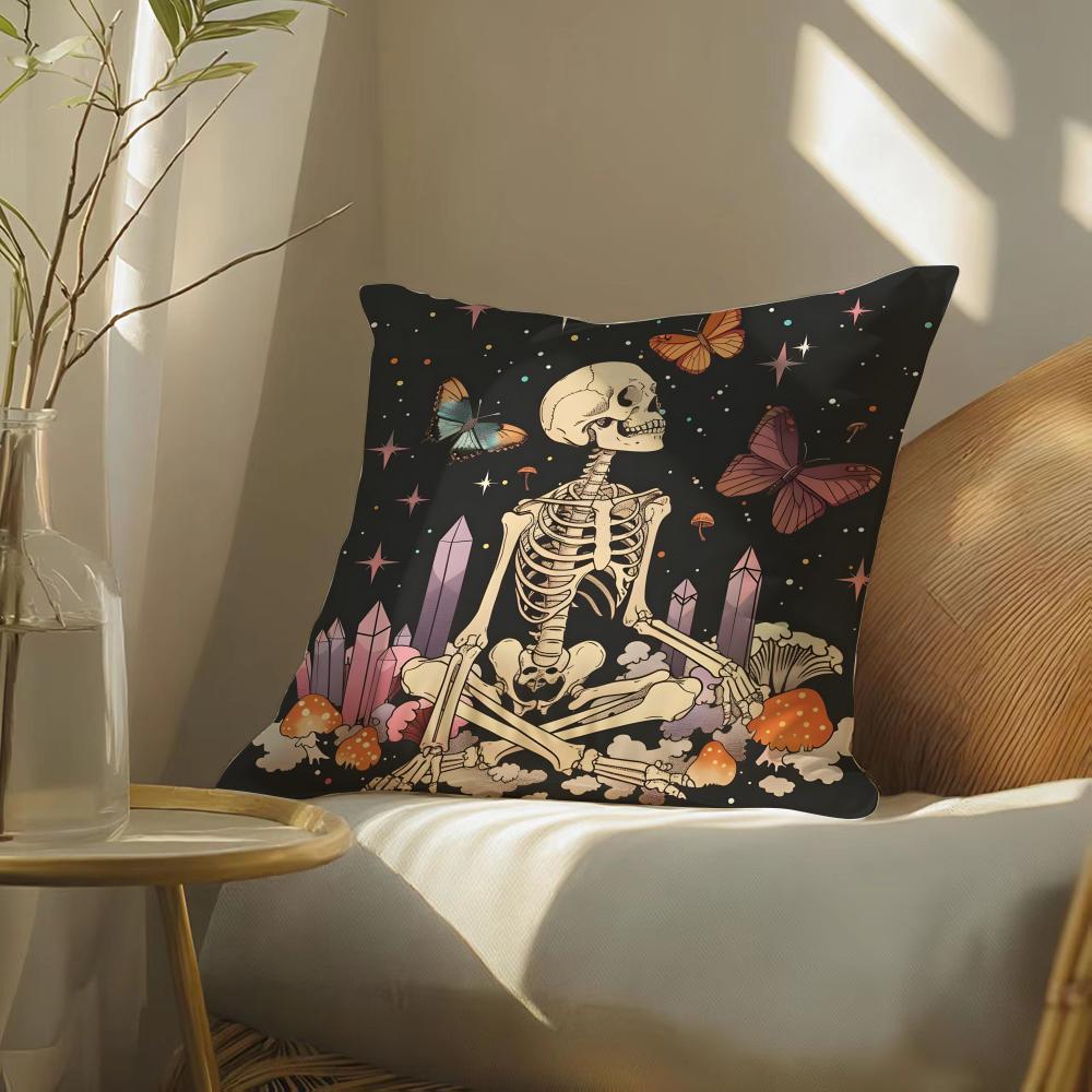 Personalized Art Skeleton Display Pillow Case Pattern Printed Pillowcase For Living Room Sofa Cushion Cover & Bedroom Decor