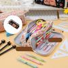 Cartoon Pencil Case Multi Compartments Canvas Pencils Bag Portable Pen Organiser Travel Cosmetic Bag for Student Women