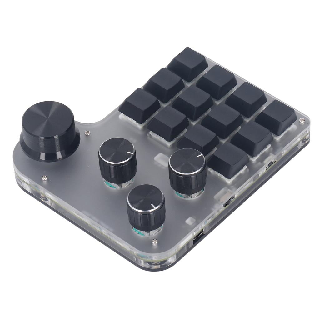 Mechanische Gaming-Tastatur mit USB-Mini-Makro, programmierbar, USB C, BT, 2,4 G, 3 Modi, 12 Tasten, 4 Knöpfe, Blau