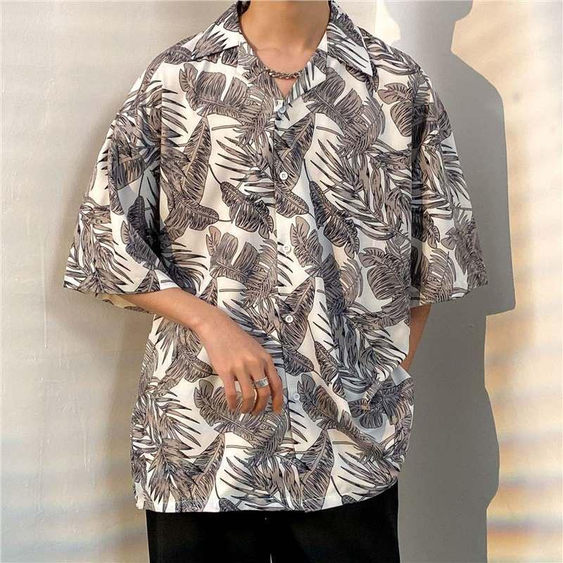 

2024 г. Мужская рубашка Ice Silk с коротким рукавом и большим ретро-кубинским воротником XXL