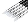 5-Piece Silicone Nail Art Brushes with Black Handles - For Carving, Embossing, Gradient, Blending, and Mirror Powder Application.