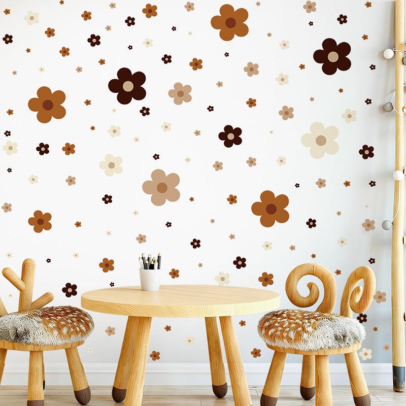 Bohemian Style Flower Wall Sticker Small Fresh Daisy Self-adhesive Pvc Sticker Girl Bedroom Living Room Wall Decoration