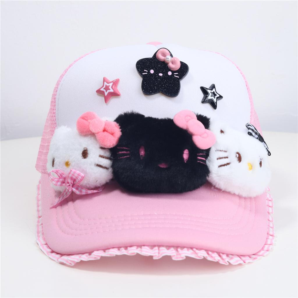 2025 new cute kitten bow cap children y2k Yabi wind show face small breathable baseball cap