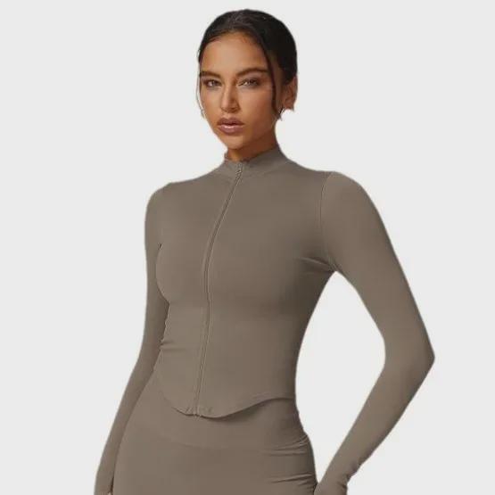 Jachetă de yoga cu mânecă lungă, cu uscare rapidă, pentru femei