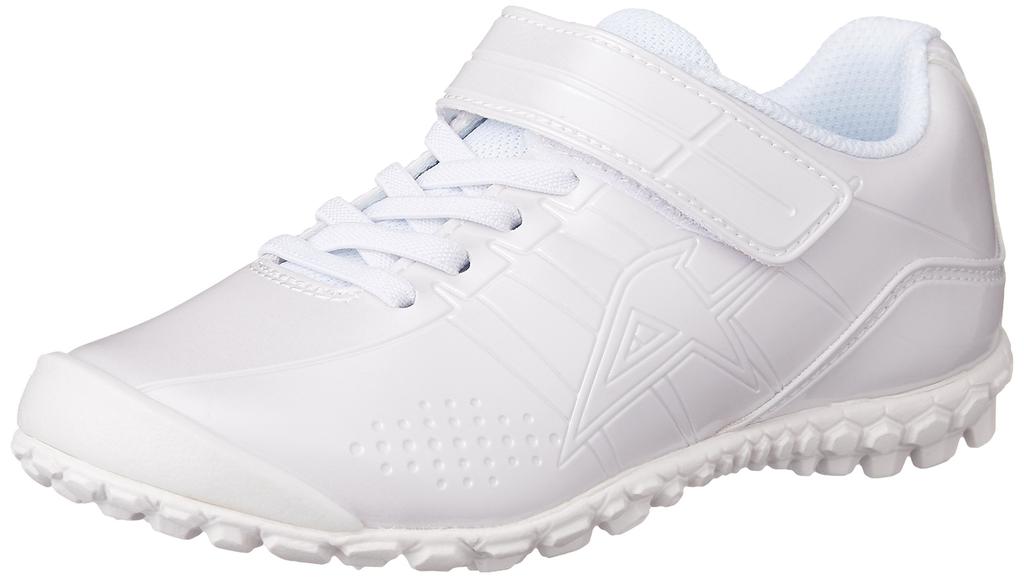 Asahi J004 Sneakers, Athletic Shoes for School, Reflective, Strong Series, White/White, 20.0 Cm, 2E