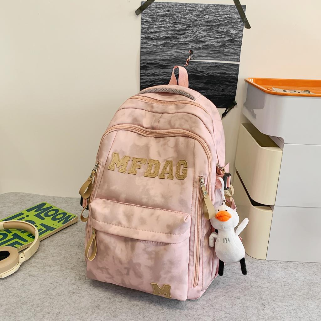 School Bag High Value Letter Back Couple Solid Color Casual Simple Light Outdoor Large Capacity