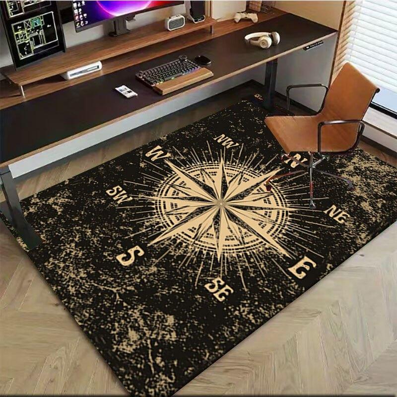Vintage Compass Rose Wall Art Print PosterOffice Mat Home Decor Office Desk Chair Rugs Chair Carpet for Office Chair Mat Gift For Halloween