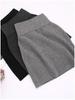 2025 New Style Women's Black High-Waisted Knit Bodycon Midi Skirt - Slim, A-Line, Spicy Girl Autumn/Winter