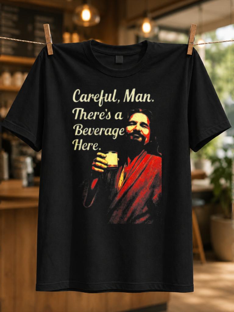 Careful Unisex Beverage Quote Cream Script Lettering Red Robe Portrait Drink Detail And Vintage Cult Unisex All Tshirt