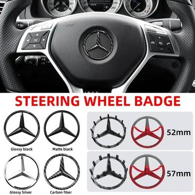 2025 For Mercedes-Benz 1pcs 52mm 57mm Car Steering Wheel Badge Emblem Sticker Auto Styling For Mercedes Benz AMG A B C E S Class