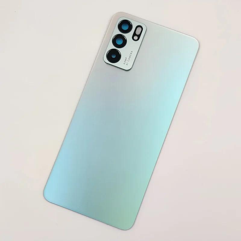 

Стекло Gorilla Glass для OPPO Reno 6 5G, жесткая крышка батарейного отсека, задняя крышка, задняя дверная панель + клей для объектива камеры синий