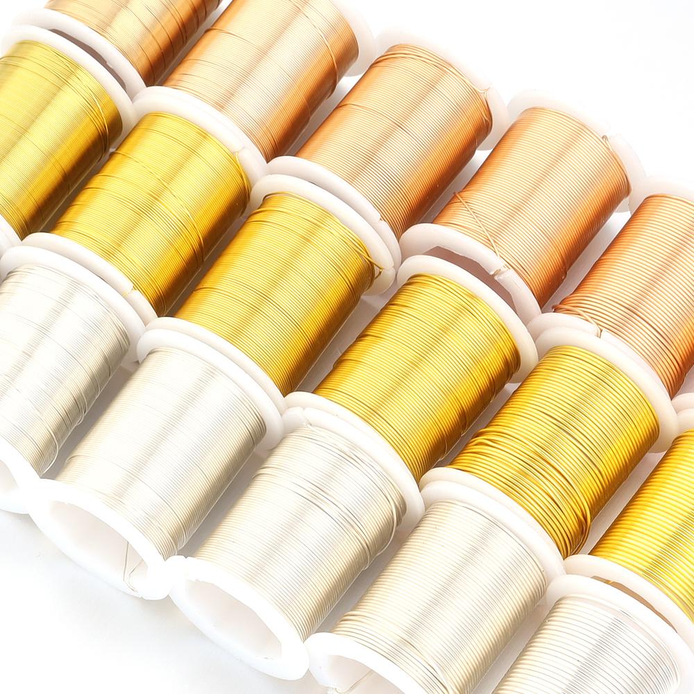 1Roll Gold Color Copper Wire 0.3/0.4/0.5/0.6/0.8/1mm Thread Beading Line Cords String For Jewelry Making DIY Bracelet Necklace
