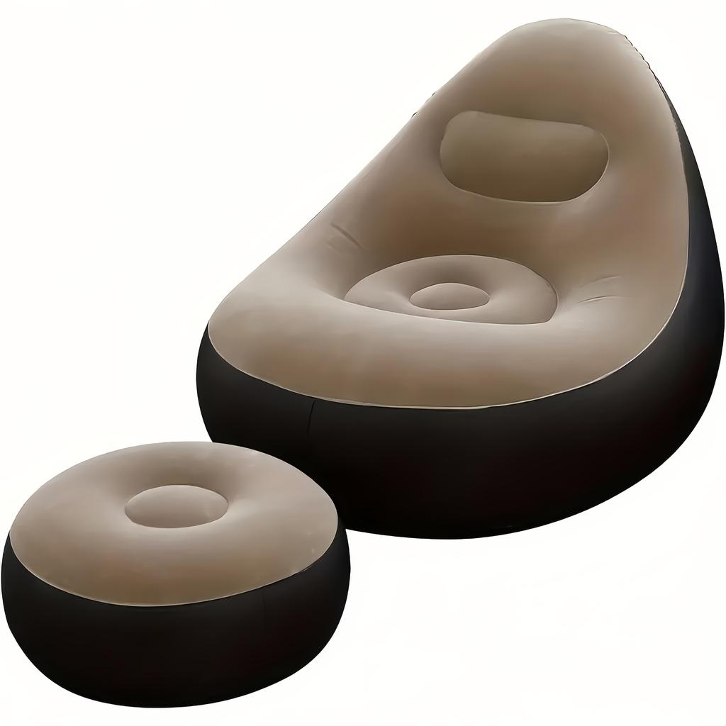 Simple Inflatable Leisure Bean Bag Sofa Lazy Sofa Set Outdoor Foldable Travel Fluffy Seat Tatami Footstool Bedroom Chair