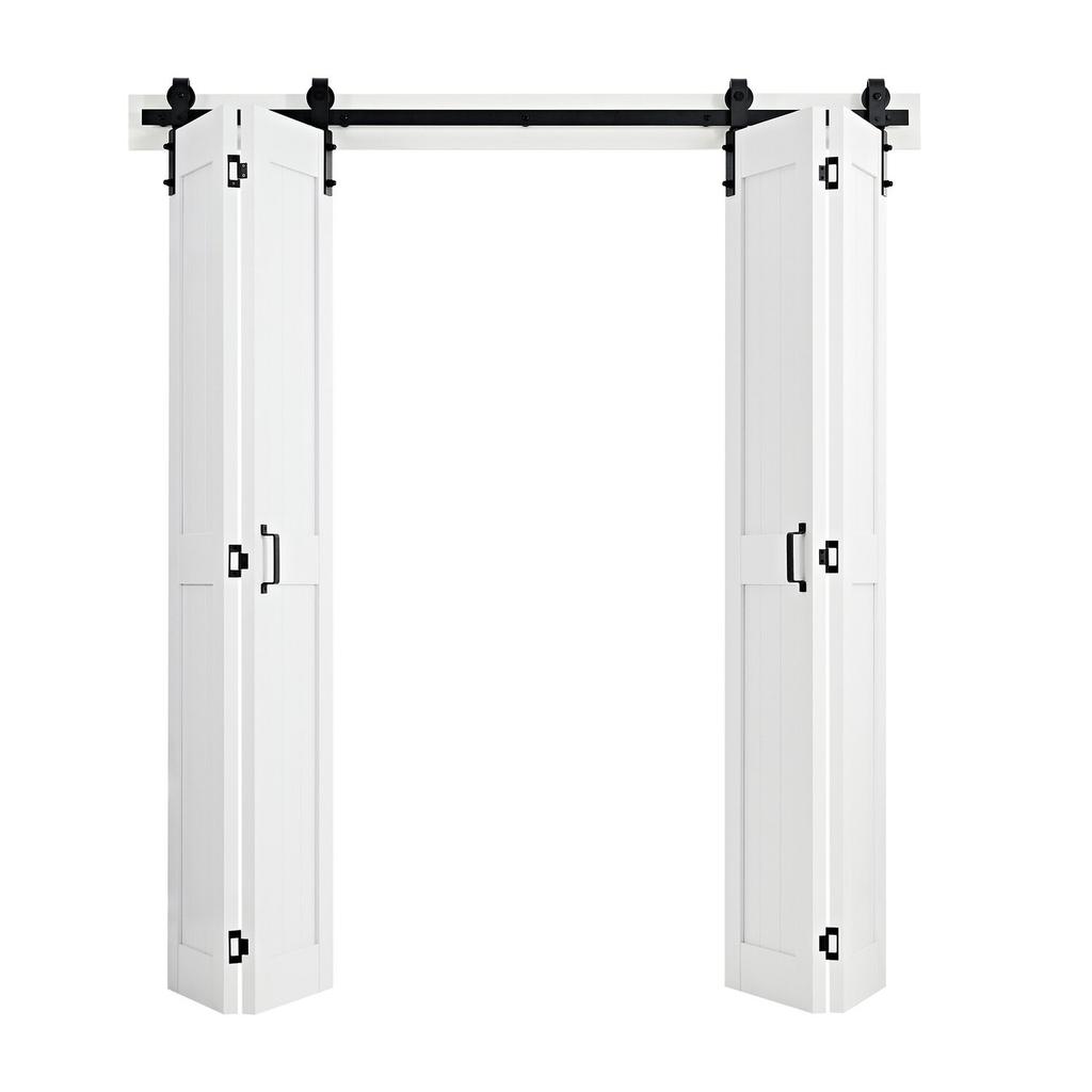 Bifold Barn Door, 1829 x 2134 mm, MDF Bi-Fold Sliding Closet Doors, Hardware Kit Included, H-Frame Space-Saving Design, Pre-Assembled Panels for