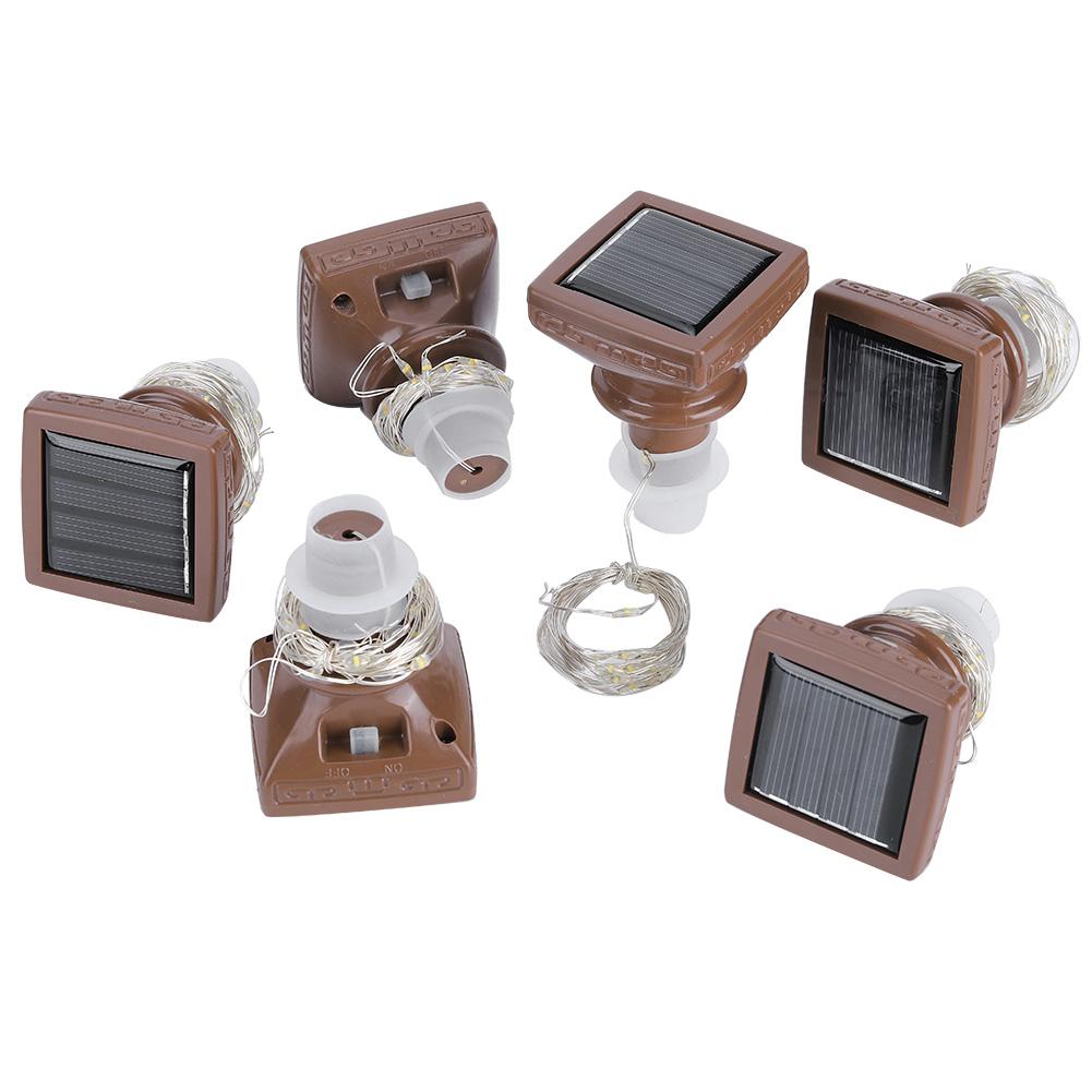 6PCS 20LED Solar String Lights Waterproof Wine Bottle Cork Lamp for Wedding Party Decoration
