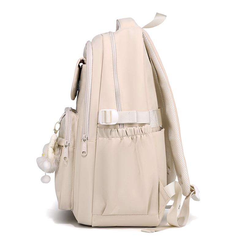 Large Capacity Student Schoolbag Women's Solid Color Backpack Multi-Compartment Wear-Resistant Backpack