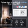 BSEED Zigbee 1/2/3/4Gang Smart Mechanical Button Switches Tuya Alexa Control Plus Normal French Power Socket Plug Glass Panels