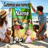 Asciugamano da Spiaggia Personalizzato con Nome Masha e Orso, per Viaggio Campeggio Festa in Spiaggia Decorazione Casa, Regalo di Compleanno per Famiglia e Amici