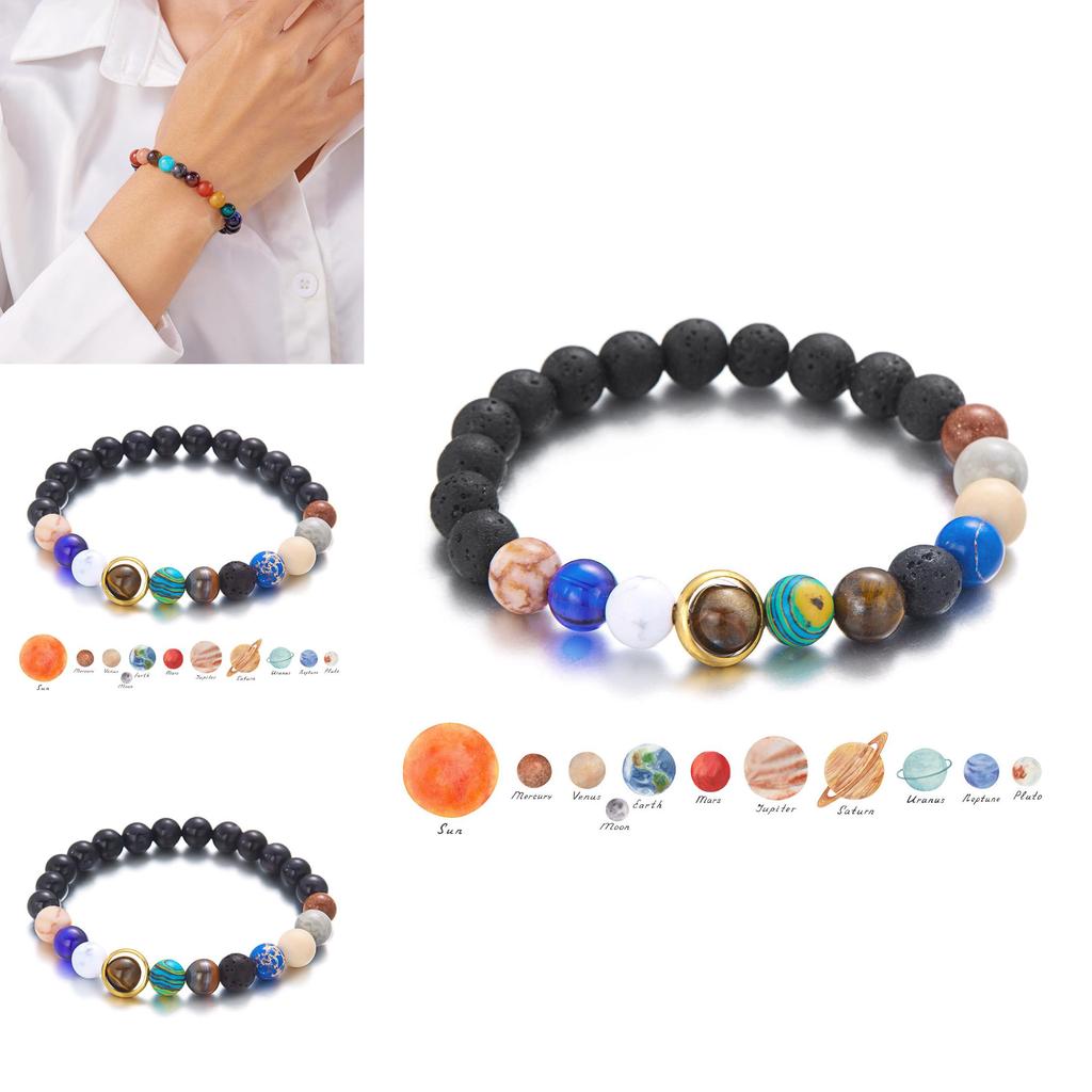 Natural Stone Constellation Bracelet With Handcrafted Planet Design For Couples And Travel Gift