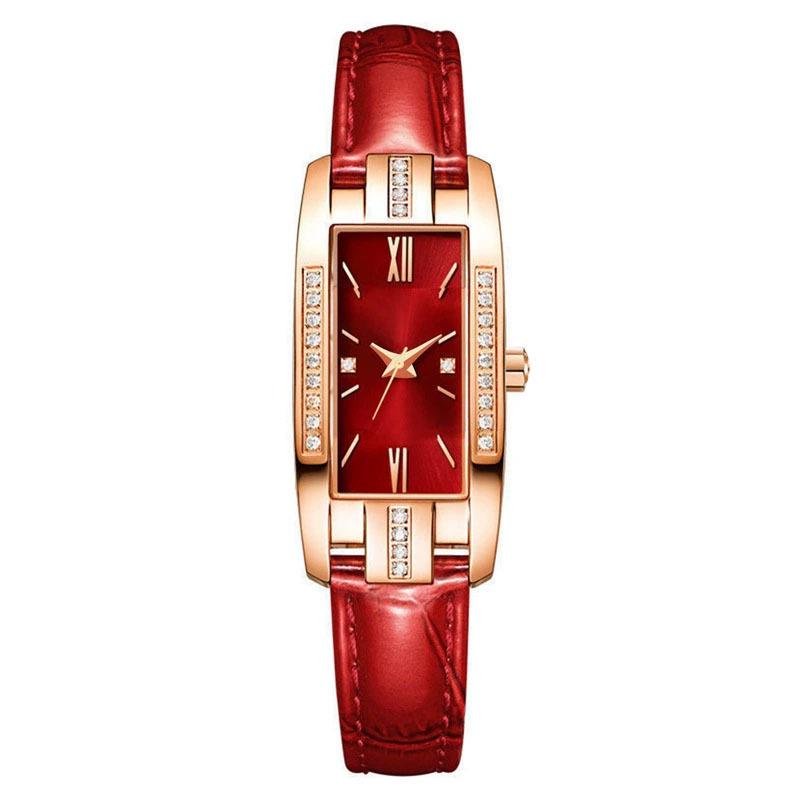 

Diamond-Studded Square Green Watch for Women: Influencer-Recommended Student Accessory