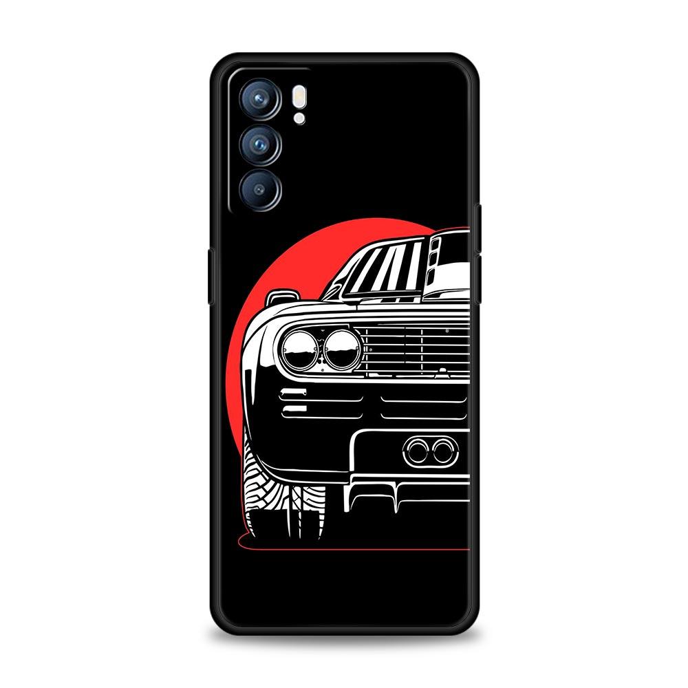 JDM Tokyo Drift Sportwagen Hülle für Oppo Find X6 X5 A54 A53 A52 A9 A15 A95 A17 A16 A76 A74 A57 Reno7 Reno6 Pro Plus 5G Hülle