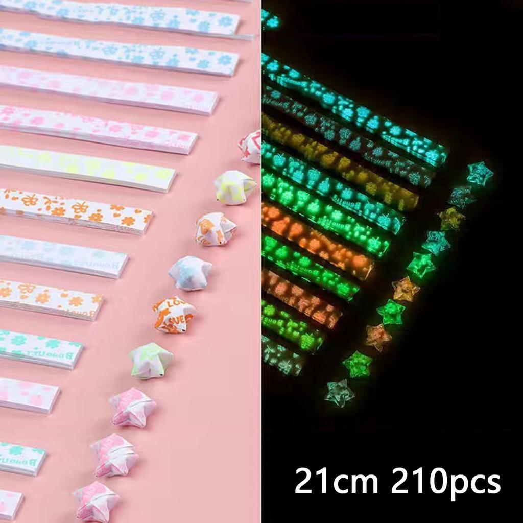 210 Stück leuchtende Origami-Sterne, Papierstreifen, 10 Farben, Faltpapier, bunt, Glücksstern, Origami, DIY-Handkunst, lässt nachts leuchten