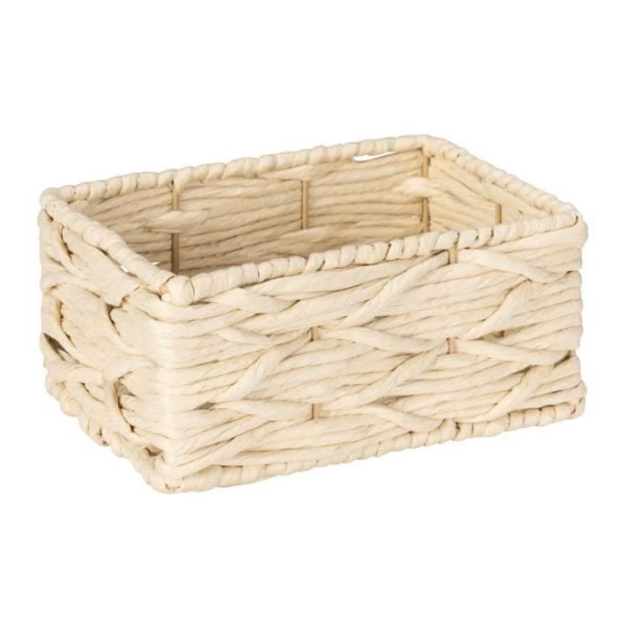 Boîte de rangement - WENKO - Vabriano - Papier tressé - Beige - L 19 x l 14 x H 9 cm