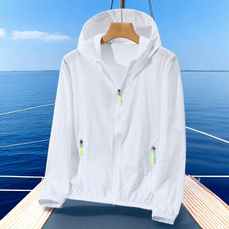 Women's Summer Hooded Zipper with Pocket Thin Casual Hooded Windbreaker Sunscreen Jacket