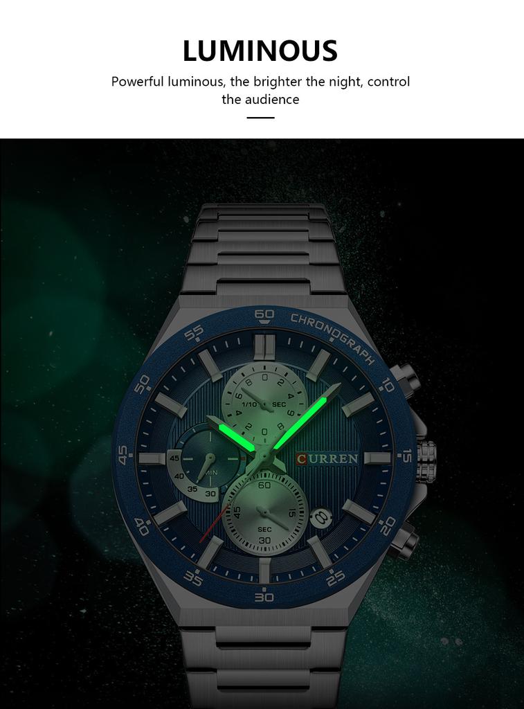 CURREN Herren Armbanduhr Wasserdicht Chronograph Herrenuhr Militär Top Marke Luxus Business Edelstahl Sport Männliche Uhr 8481