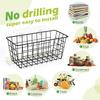 2 Pack Hanging Kitchen Baskets, Adhesive Wire Wall Storage Basket, No Drilling Hanging Fruit Baskets, Cabinet Door Organizer for Kitchen Bathroom