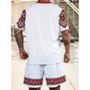 Men's Plus Size 3D Digital Print Short Sleeve Shorts Set, Ethnic Style, PLUS SIZE