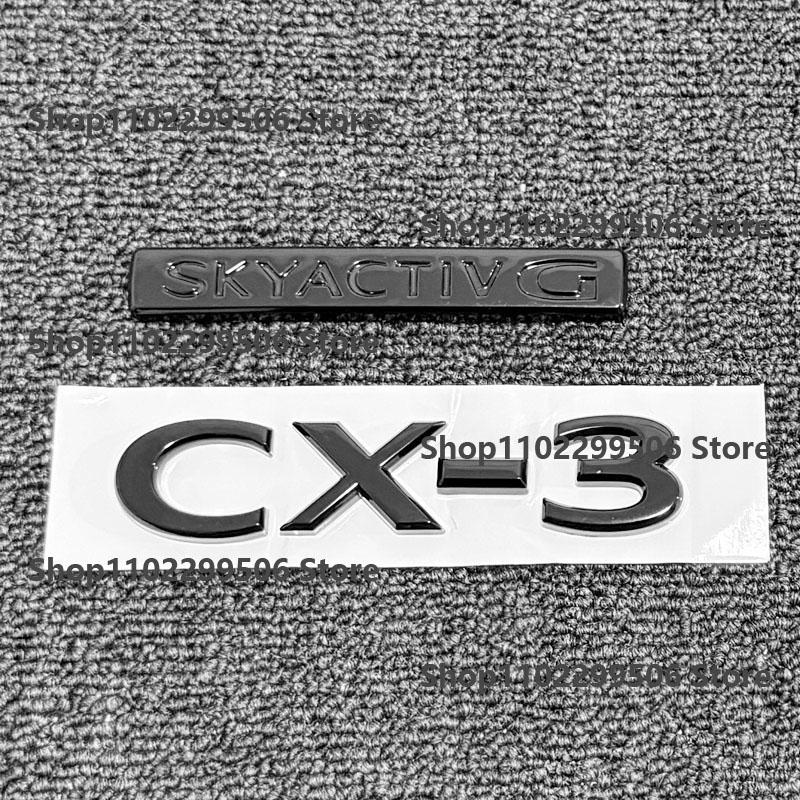 AAEU1 For Mazda CX-3 MX-30 Front Grille Emblem Rear Trunk Badge Glossy Black ABS Logo Car Exterior Sticker Decal Accessories