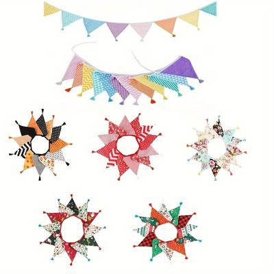 3,2M Vintage Bloemenstof Slingers 12 Vlaggetjes Bruiloft Feest Decoratie Banner Verjaardagsfeest