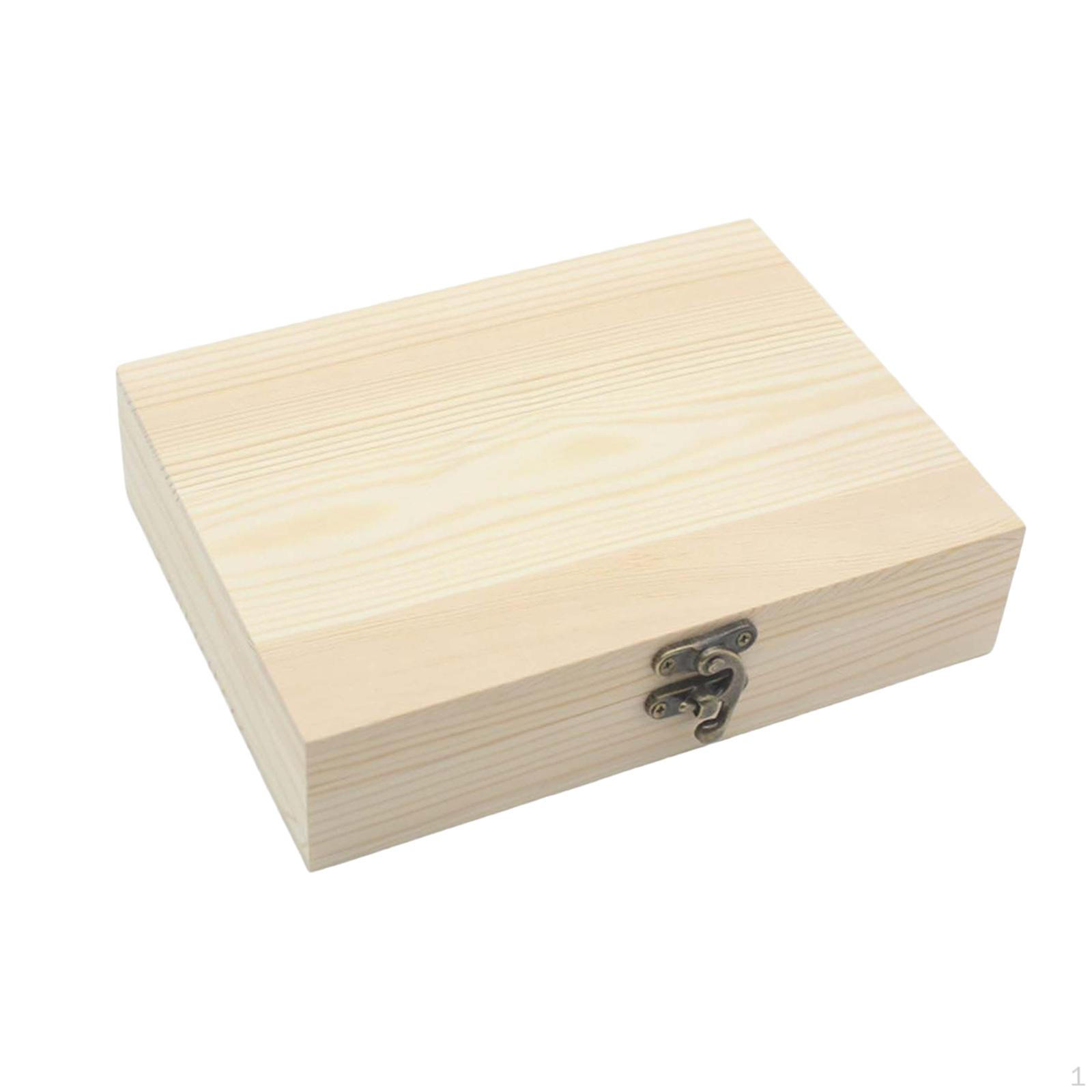 

Clasp for Keepsakes Trinket Organizer Rectangle Solid Wooden Box with Hinged Lid Jewelry Gift M