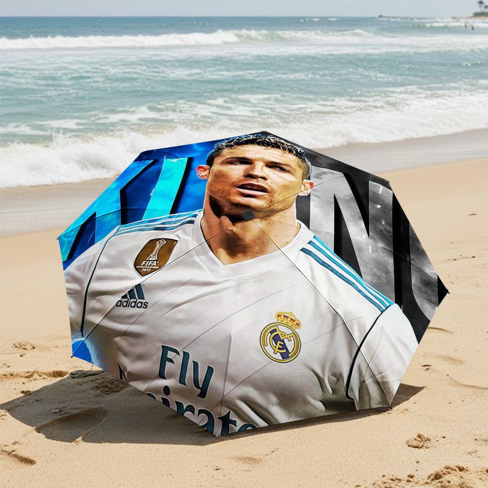 1 PC Automatic Folding Umbrella-Ronaldo Pattern, Portable & Foldable Design with 8 Ribs, Christmas Birthday Gifts