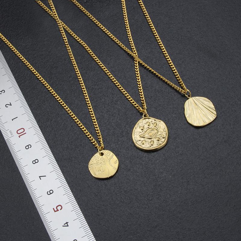 New Design Fashion Jewelry Gold Plated Stainless Steel Print Pattern Collection Pendant Necklace Party Gift