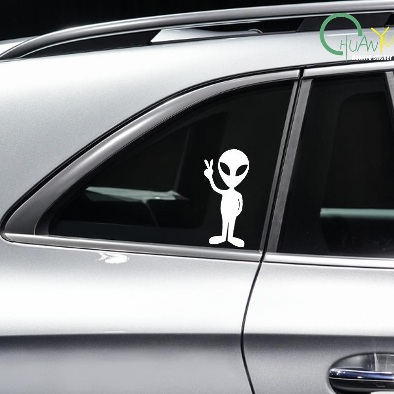 Alien Peace Sign Vinyl Decal Car Stickers for Window Body Styling Durable Decoration Automotive Trucks Laptop Moto Vinyl Decals