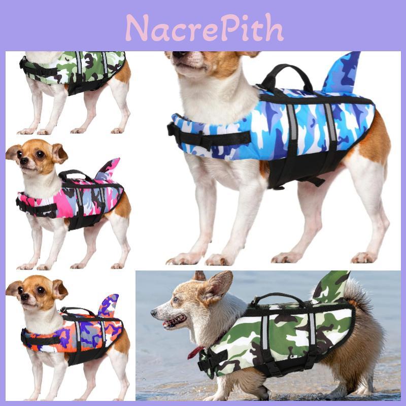 Life Dog Jacket Pet Safety Swimming Camouflage Shark Float Adjustable Buoyancy