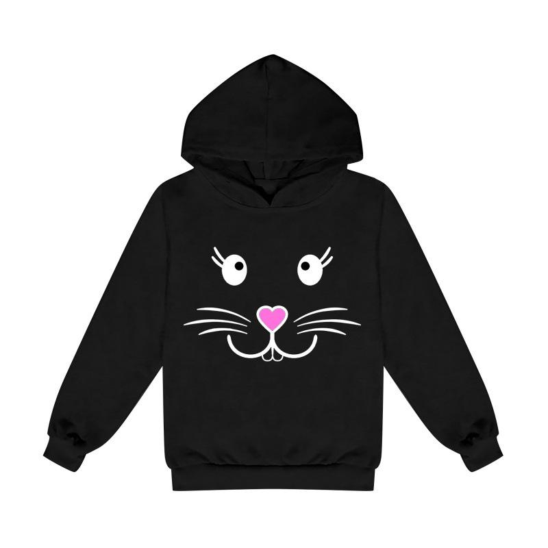 Cartoon-Hase Unisex Kinder Fleece-Kapuzenpullover - Frühjahrs- & Herbstkollektion