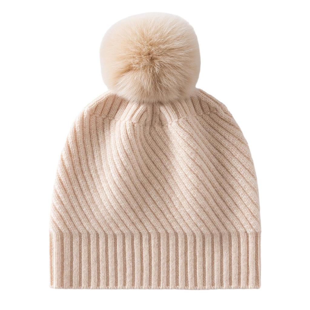 Unisex Cashmere Pom-Pom Hat: Stylish, Knitted, Warm Ear Protection for Autumn & Winter
