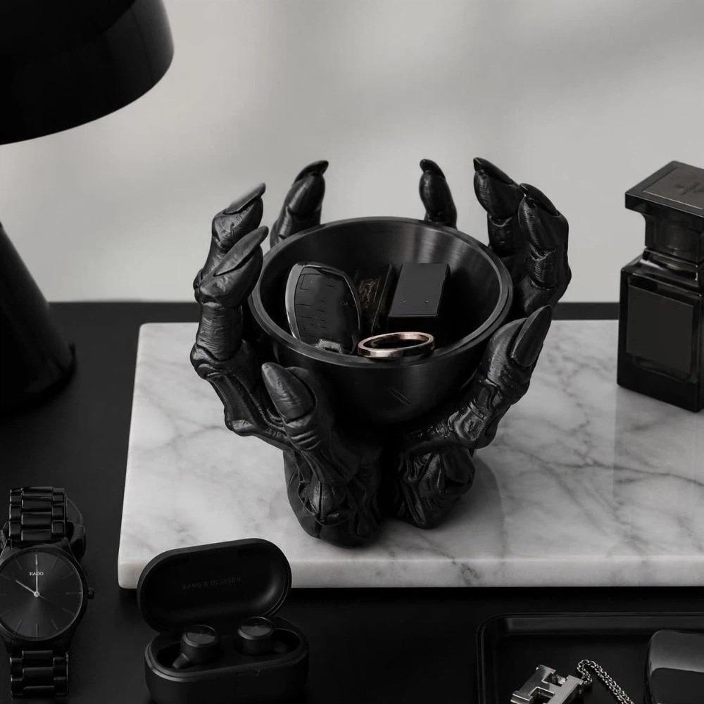 Gothic Style Skeleton Claw Statue Ornaments Desktop Decoration Creative Storage Bowl Table